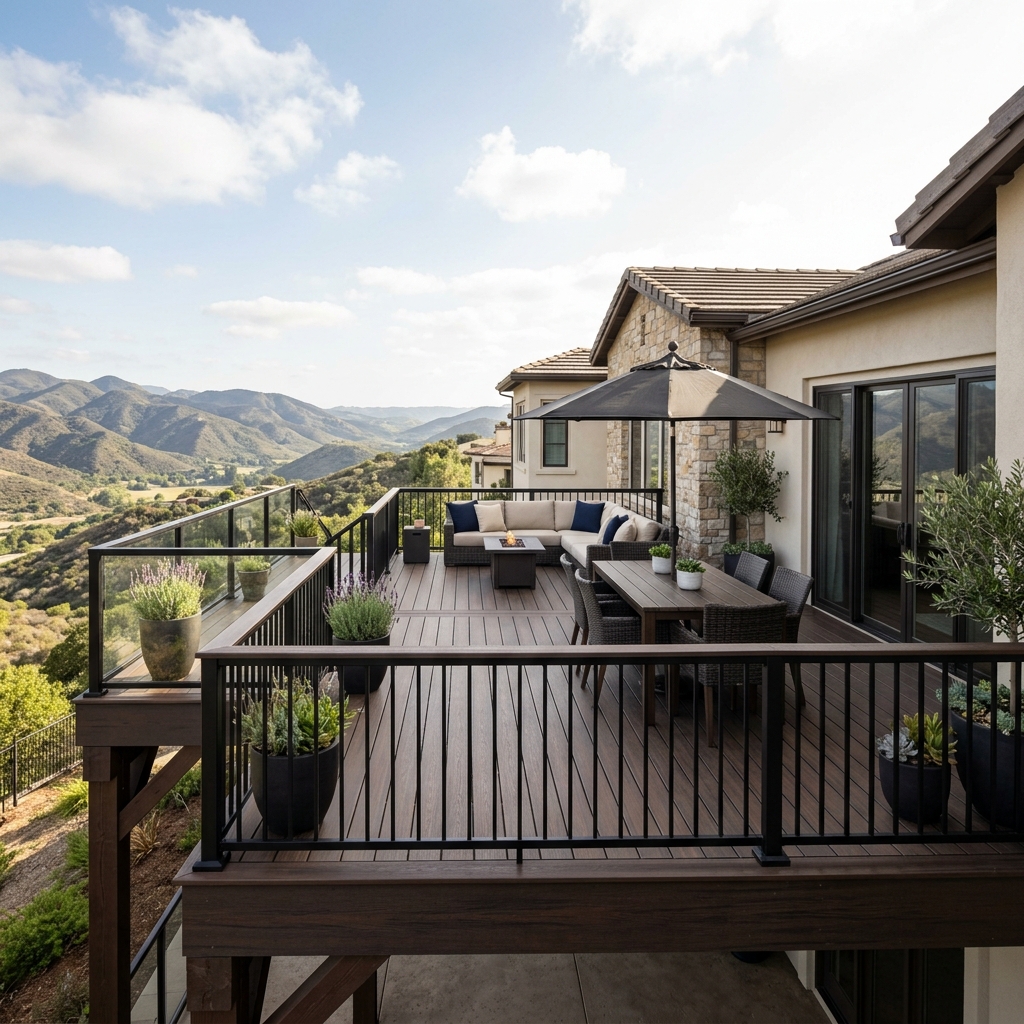Trex Transcend Lineage Jasper — Deep Espresso Brown vinyl plank flooring installed in San Diego home by Hardscape Flow