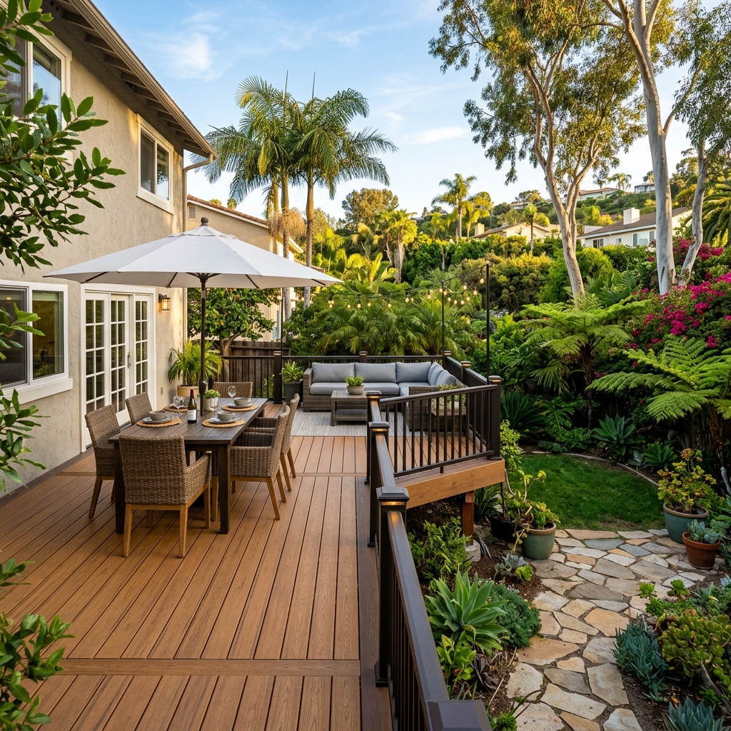 Trex Transcend Havana Gold — Golden Tropical Brown vinyl plank flooring installed in San Diego home by Hardscape Flow