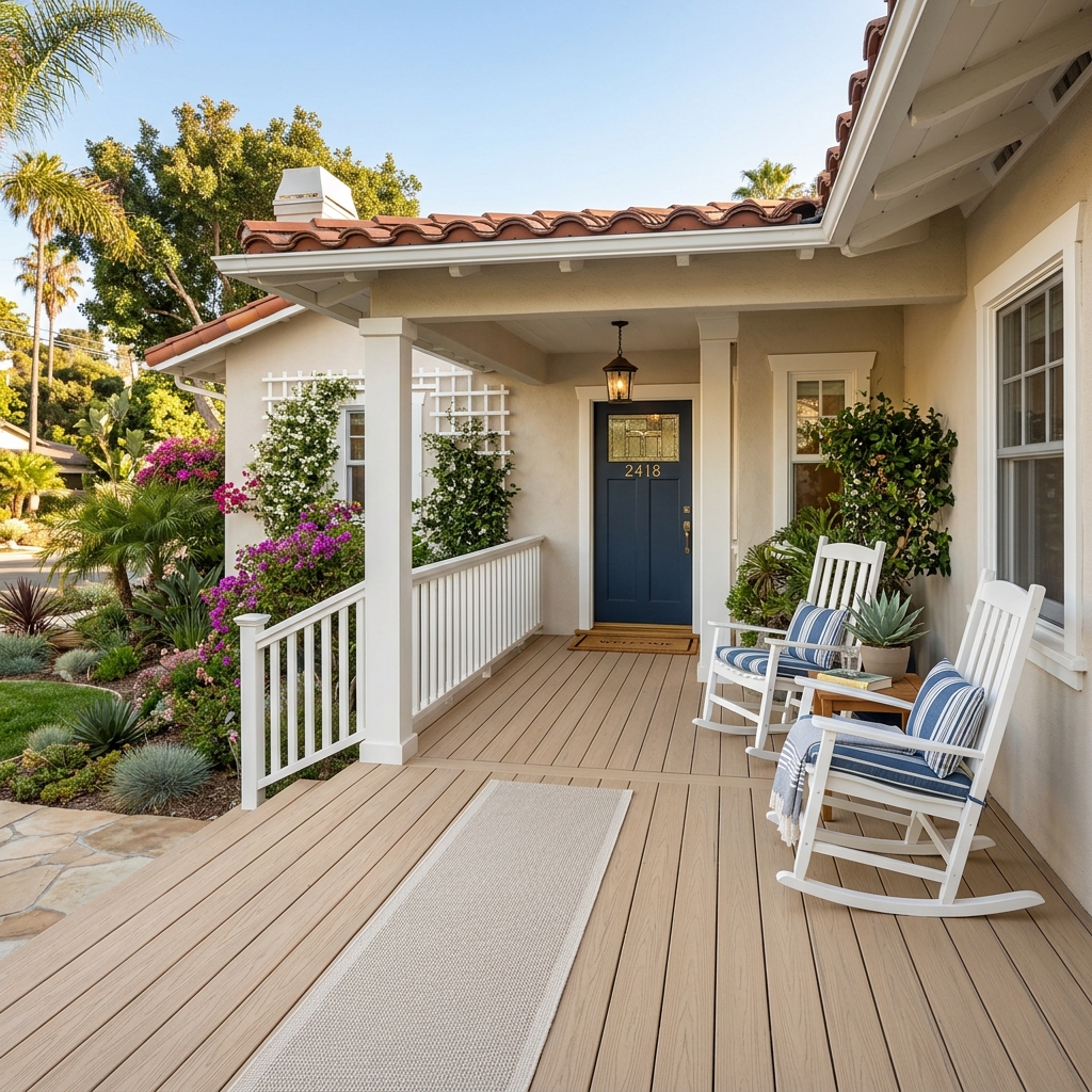 Trex Transcend Rope Swing — Light Tan vinyl plank flooring installed in San Diego home by Hardscape Flow