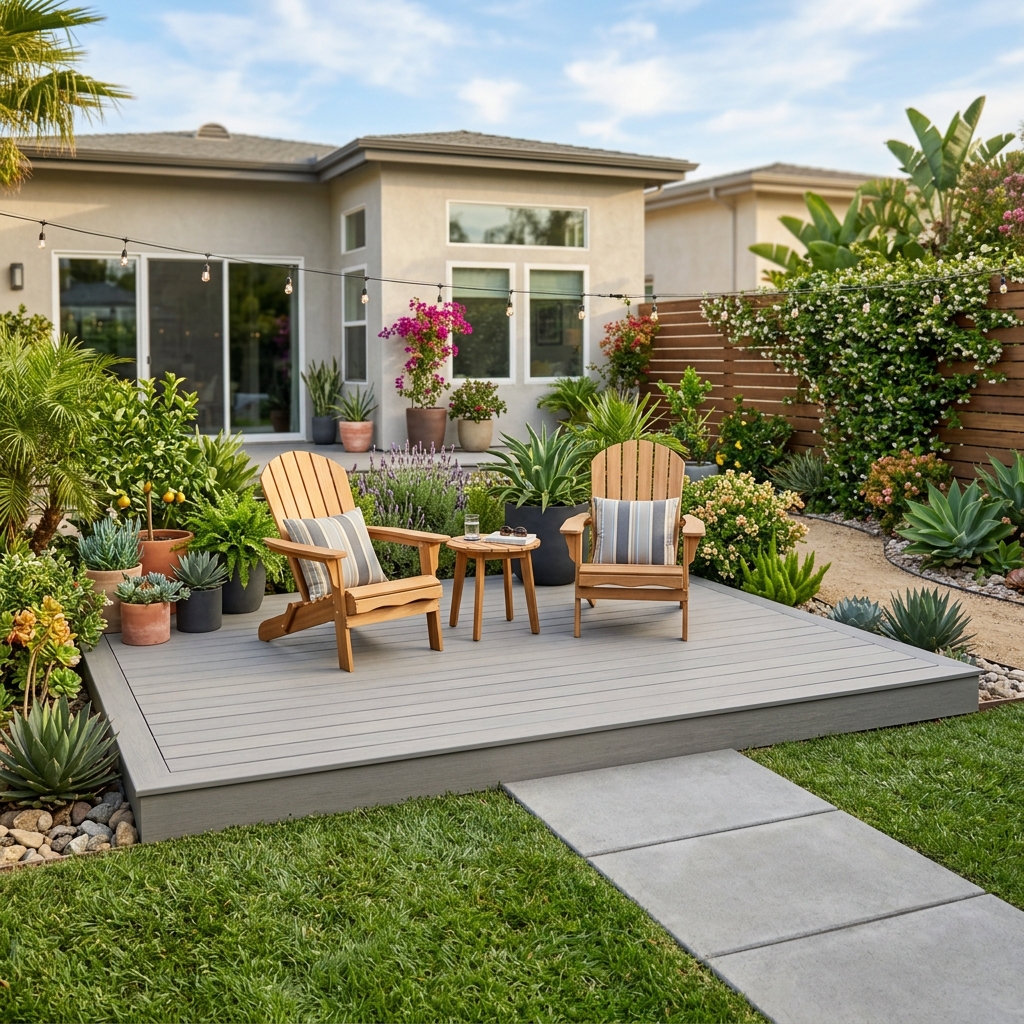 Trex Select Pebble Grey — Medium Warm Gray vinyl plank flooring installed in San Diego home by Hardscape Flow