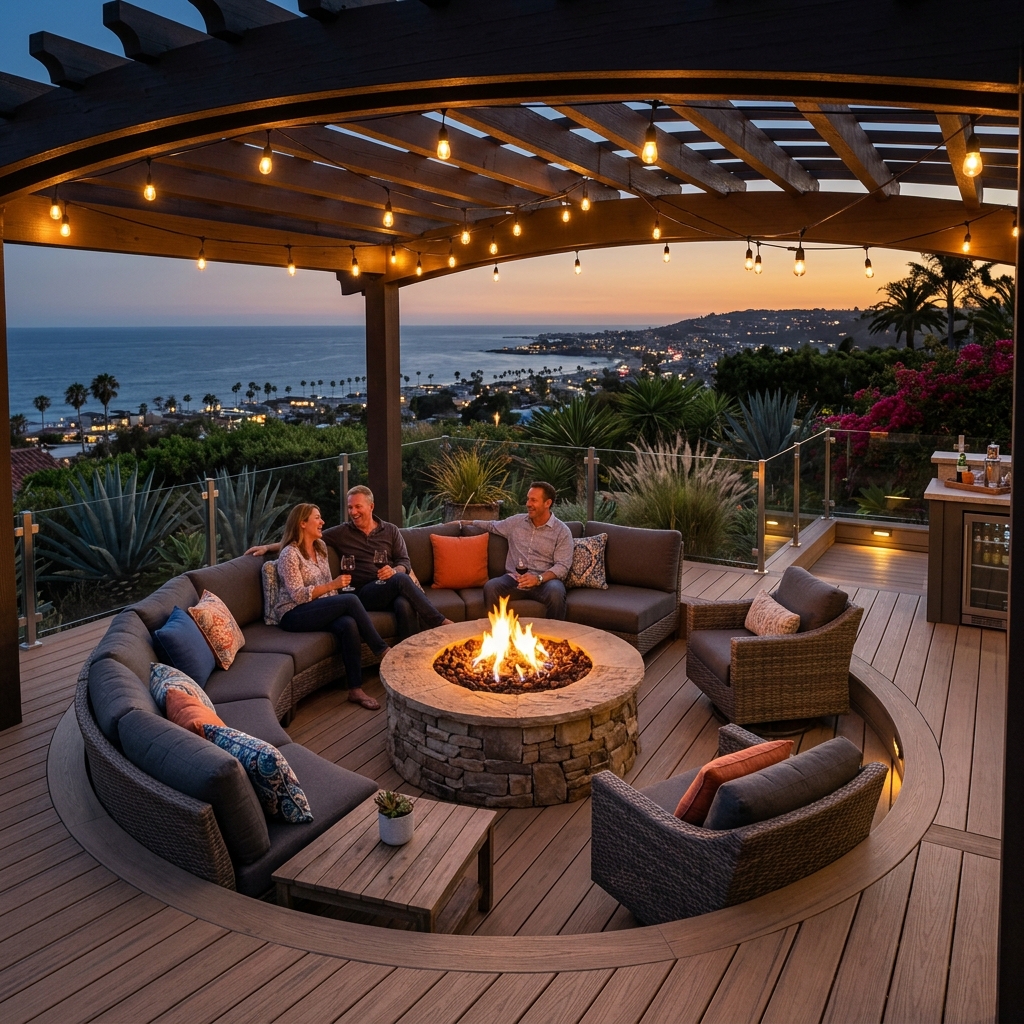 Trex Enhance Toasted Sand — Warm Toasted Sand vinyl plank flooring installed in San Diego home by Hardscape Flow