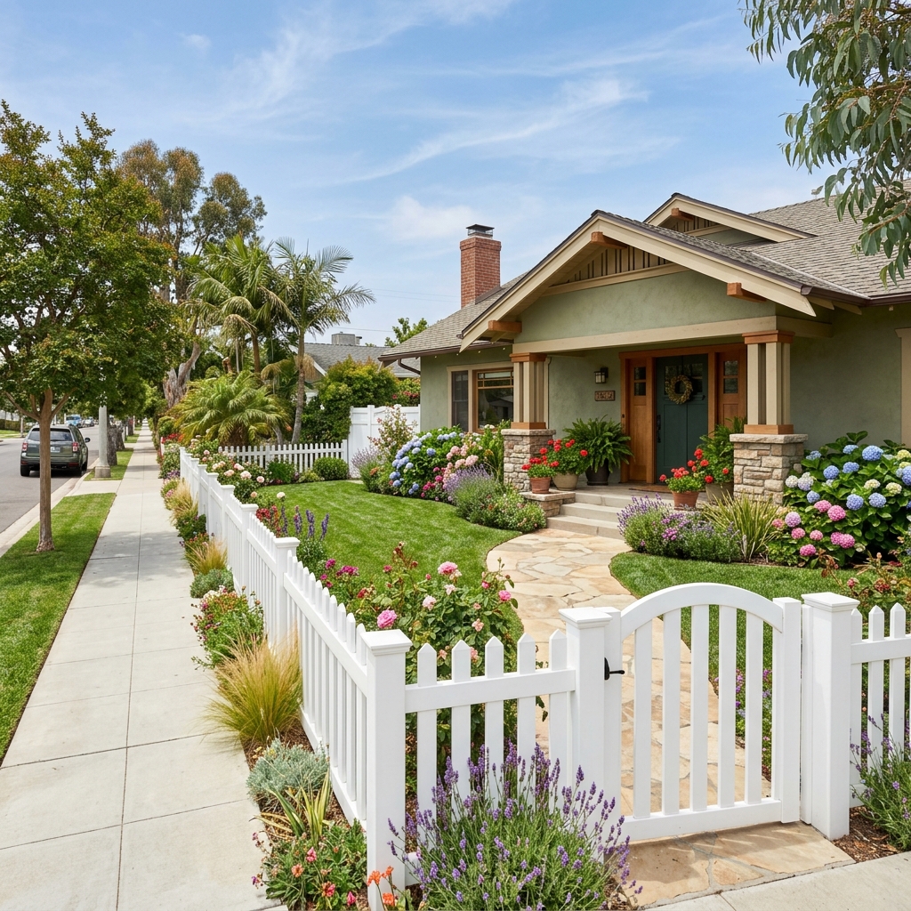 Veranda White Vinyl Picket Fence — White vinyl plank flooring installed in San Diego home by Hardscape Flow