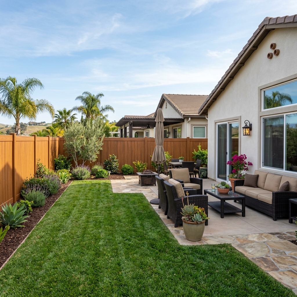 Veranda Coastal Cedar Vinyl Privacy — Cedar Brown vinyl plank flooring installed in San Diego home by Hardscape Flow