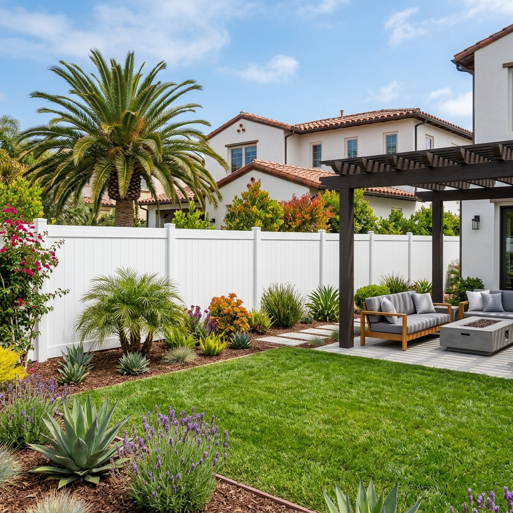 Barrette Boardwalk White Privacy Fence — White vinyl plank flooring installed in San Diego home by Hardscape Flow