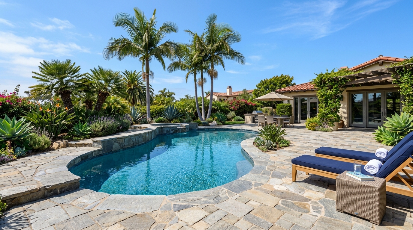 Natural Bluestone Coping Pool Deck Remodel in Mission Valley