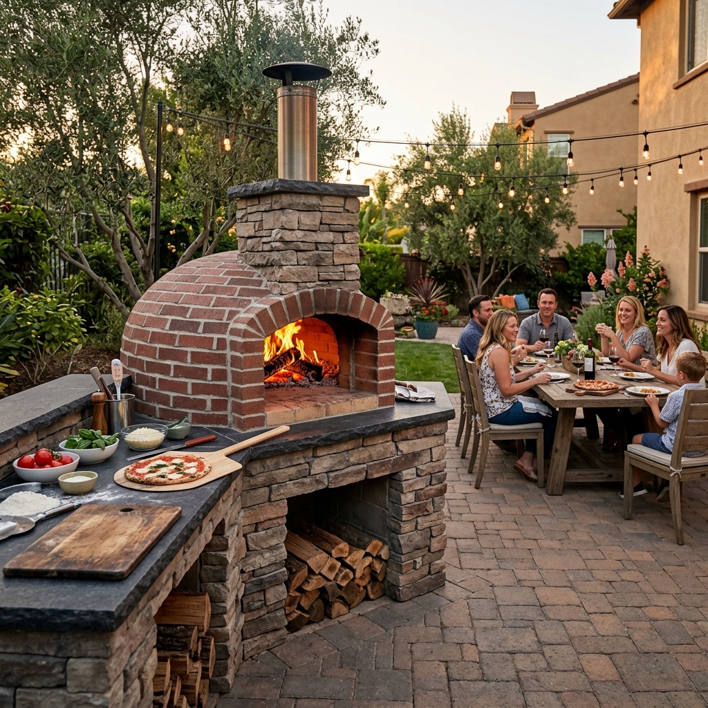 Belgard Bordeaux Brick Oven — Wood-Fired Pizza vinyl plank flooring installed in San Diego home by Hardscape Flow