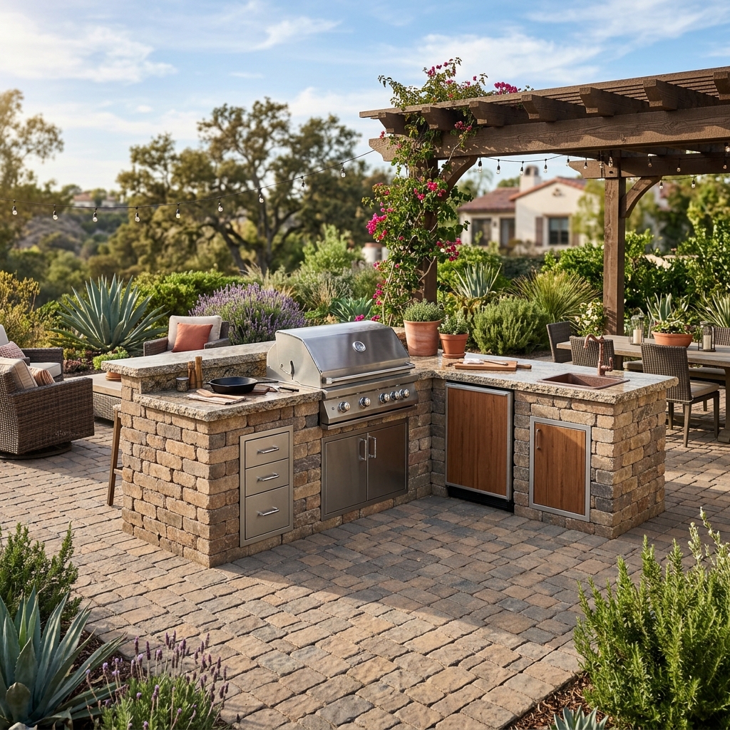 Belgard Cambridge Cobble — Rustic Stone Kitchen vinyl plank flooring installed in San Diego home by Hardscape Flow