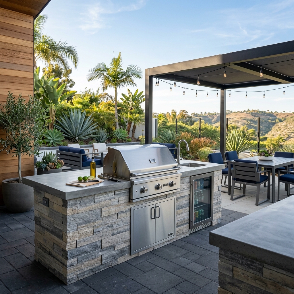 Belgard Weston Stone — Contemporary Kitchen vinyl plank flooring installed in San Diego home by Hardscape Flow