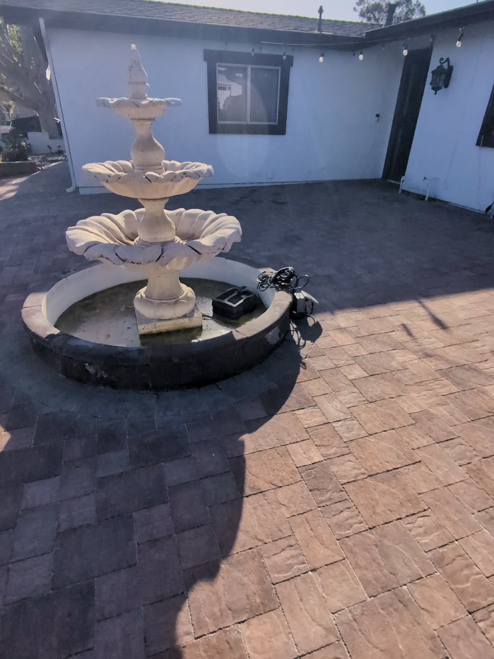 Paver Courtyard & Water Fountain Resealing in San Diego: Efflorescence & Stain Removal