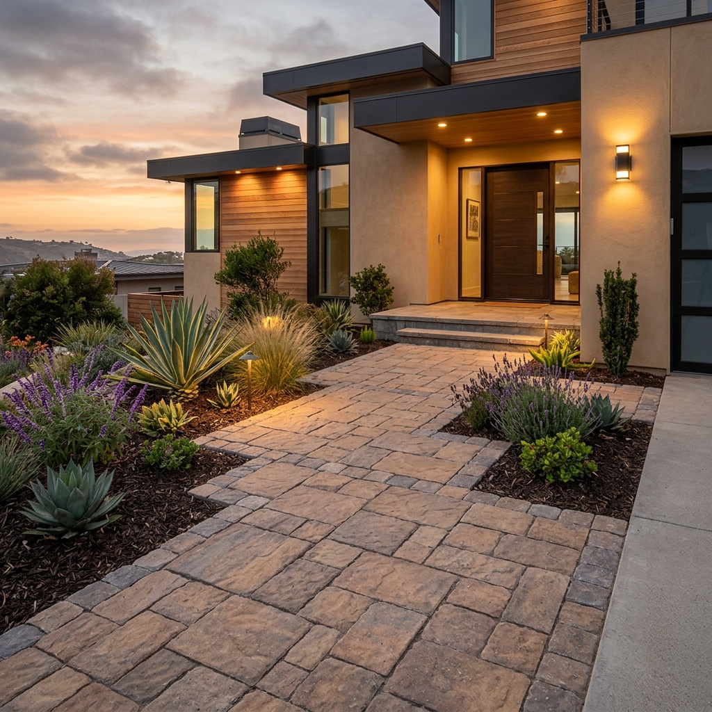 Angelus Paver Walkway vinyl plank flooring installed in San Diego home by Hardscape Flow
