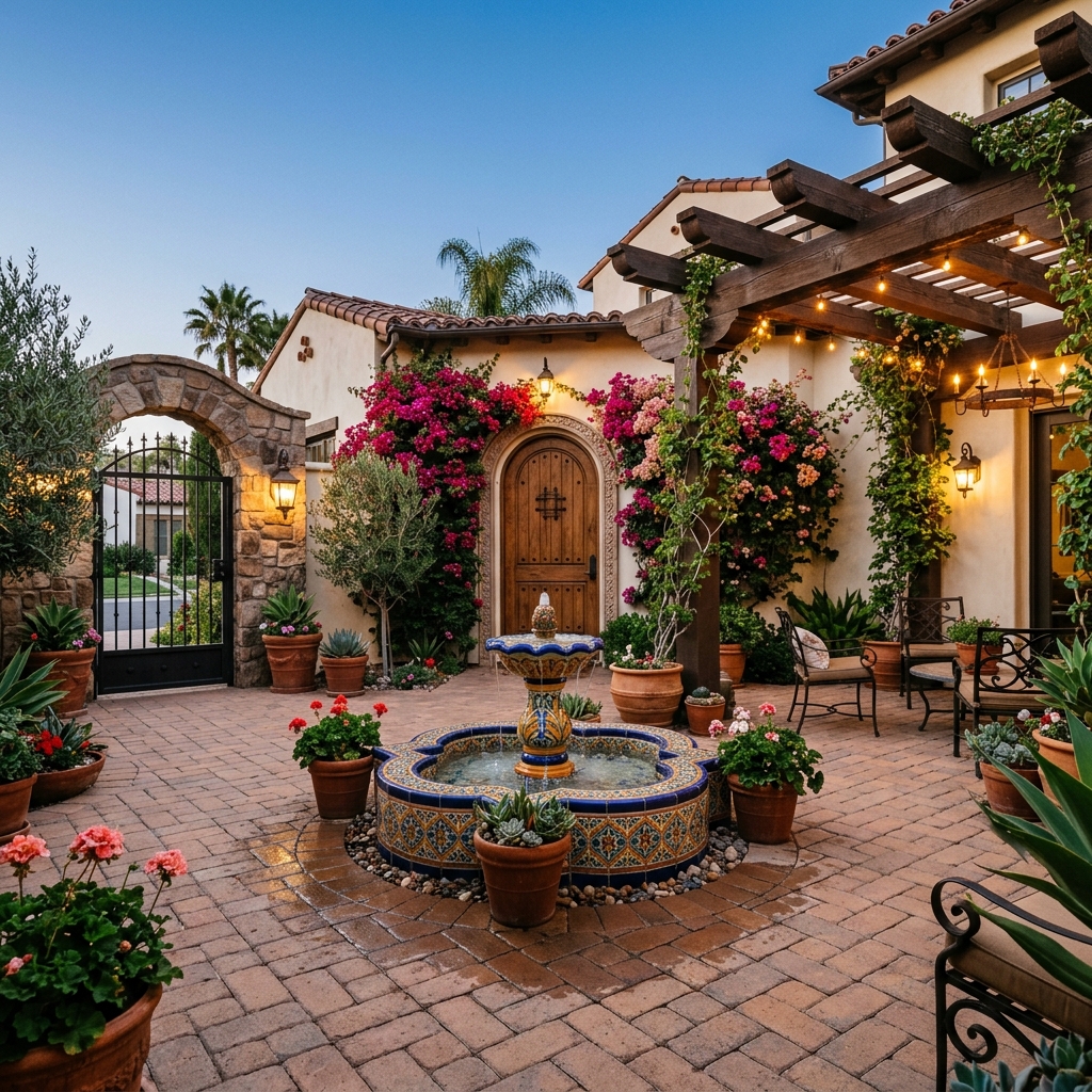 Spanish Courtyard vinyl plank flooring installed in San Diego home by Hardscape Flow