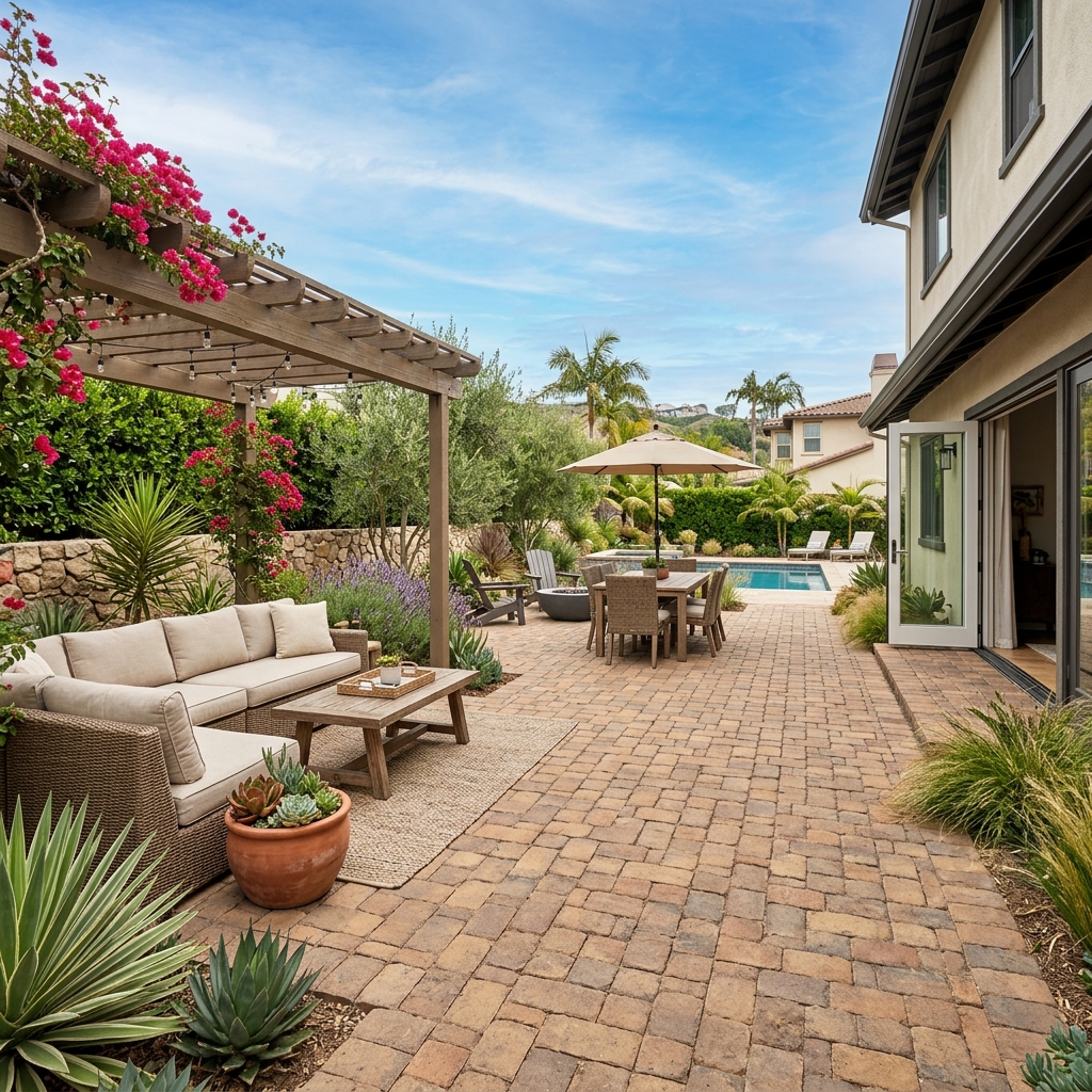 Belgard Cambridge Cobble — Victorian Blend vinyl plank flooring installed in San Diego home by Hardscape Flow