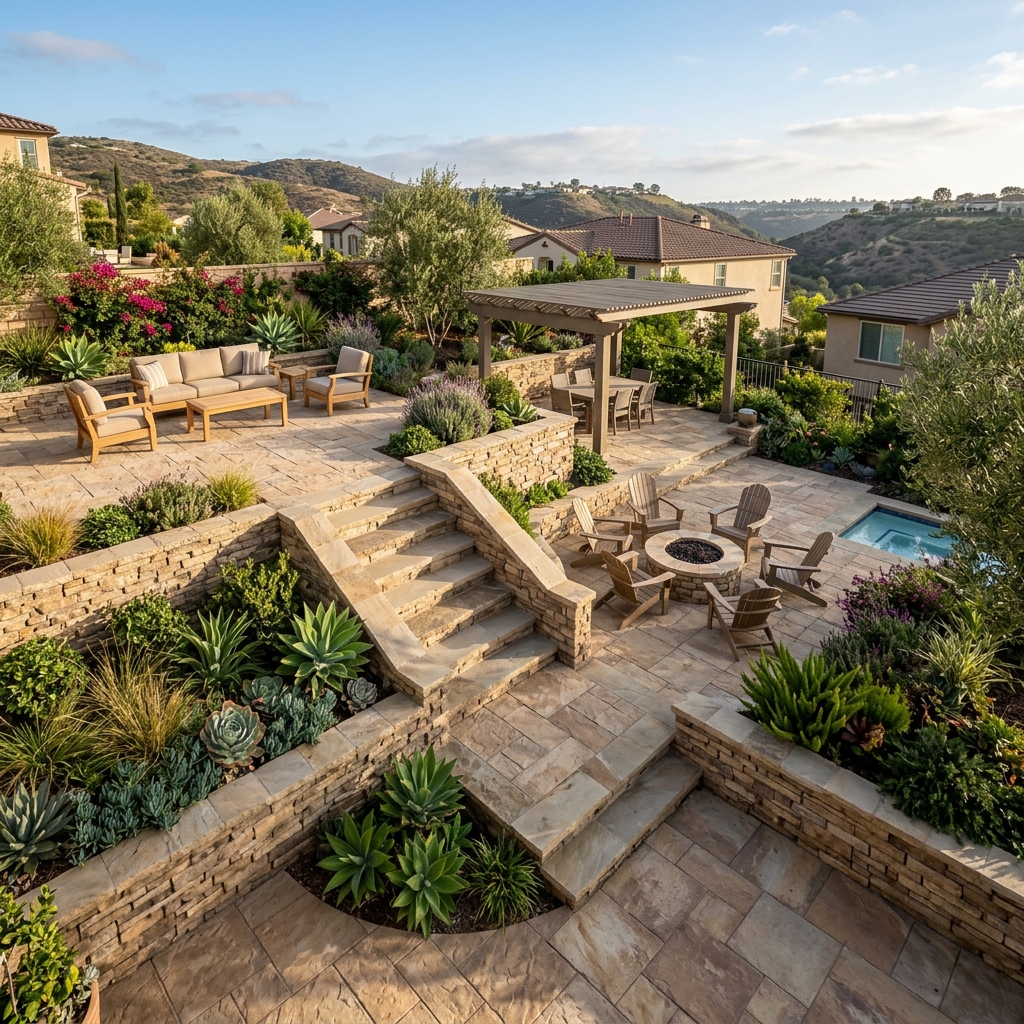 Belgard Lafitt Rustic Slab — Avondale Blend vinyl plank flooring installed in San Diego home by Hardscape Flow