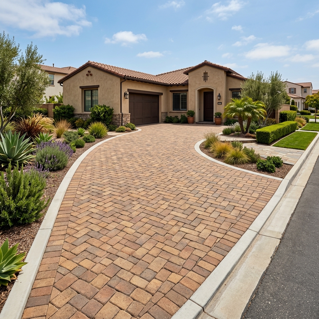 Belgard Cambridge Cobble — Herringbone Pattern vinyl plank flooring installed in San Diego home by Hardscape Flow