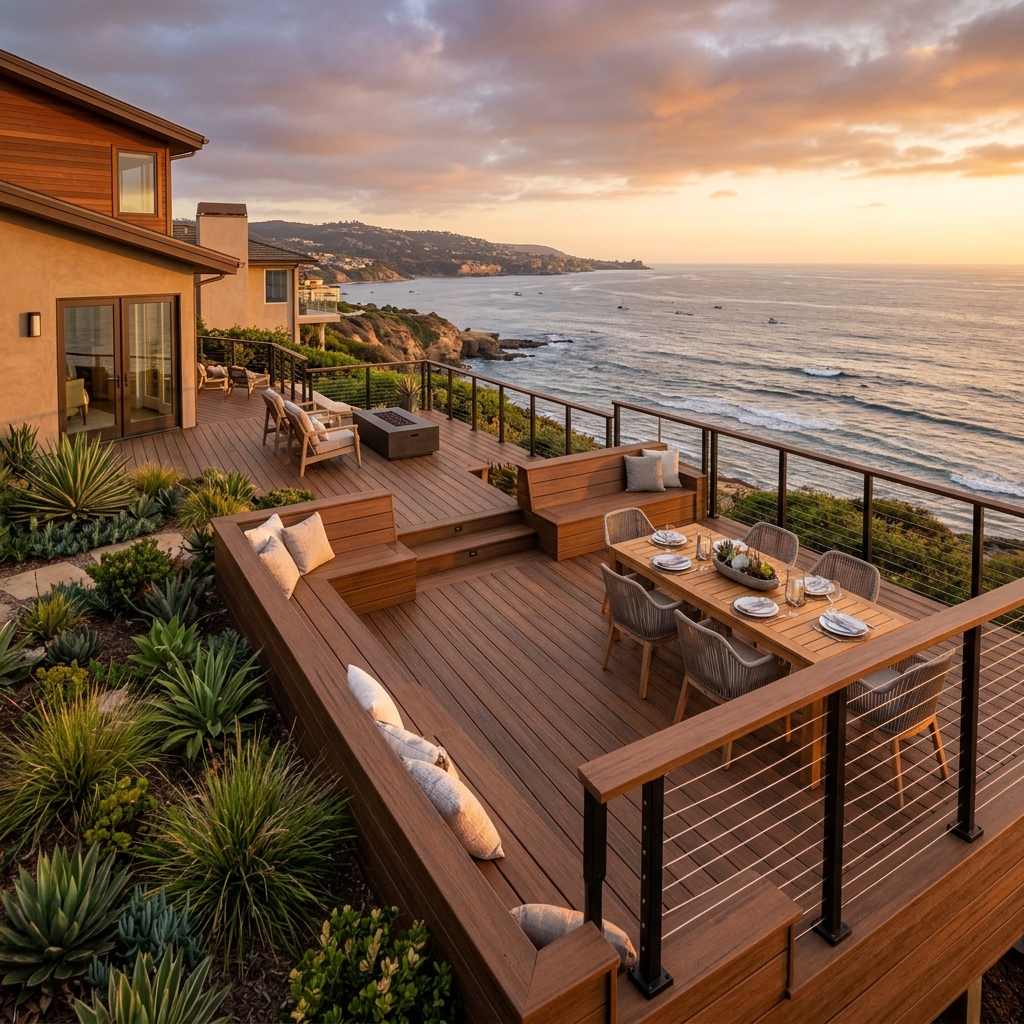 Trex Composite Deck vinyl plank flooring installed in San Diego home by Hardscape Flow
