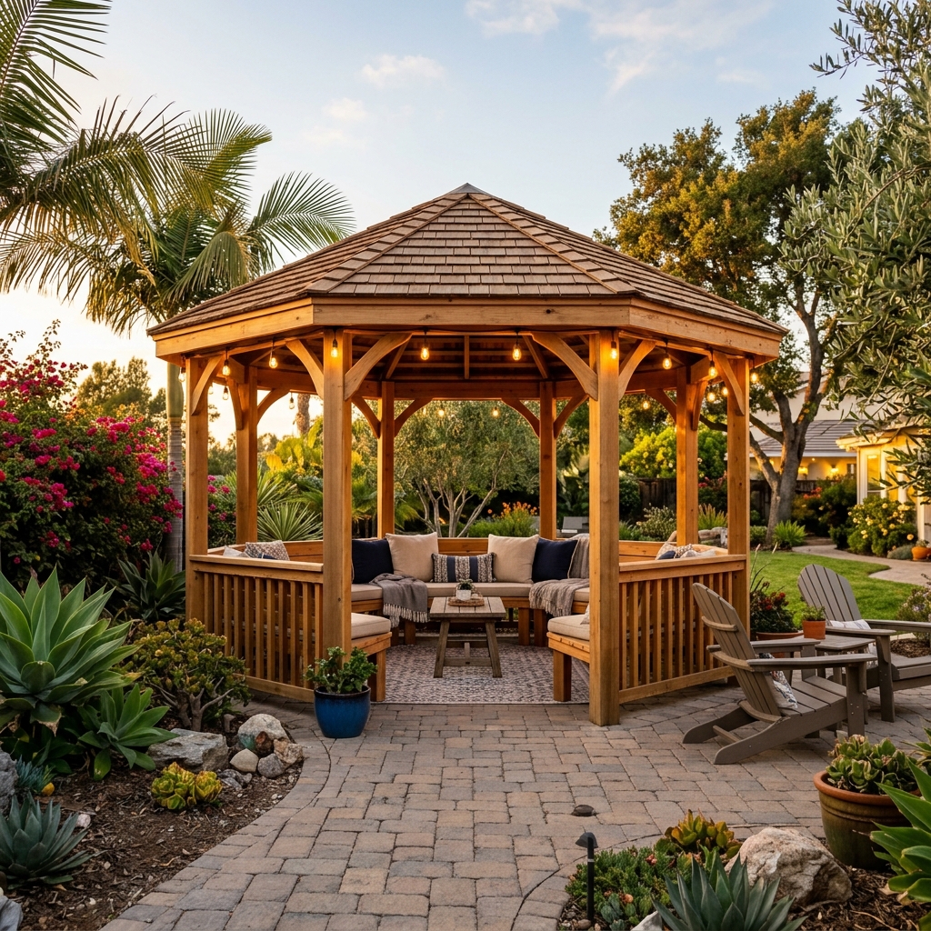 Cedar Gazebo vinyl plank flooring installed in San Diego home by Hardscape Flow