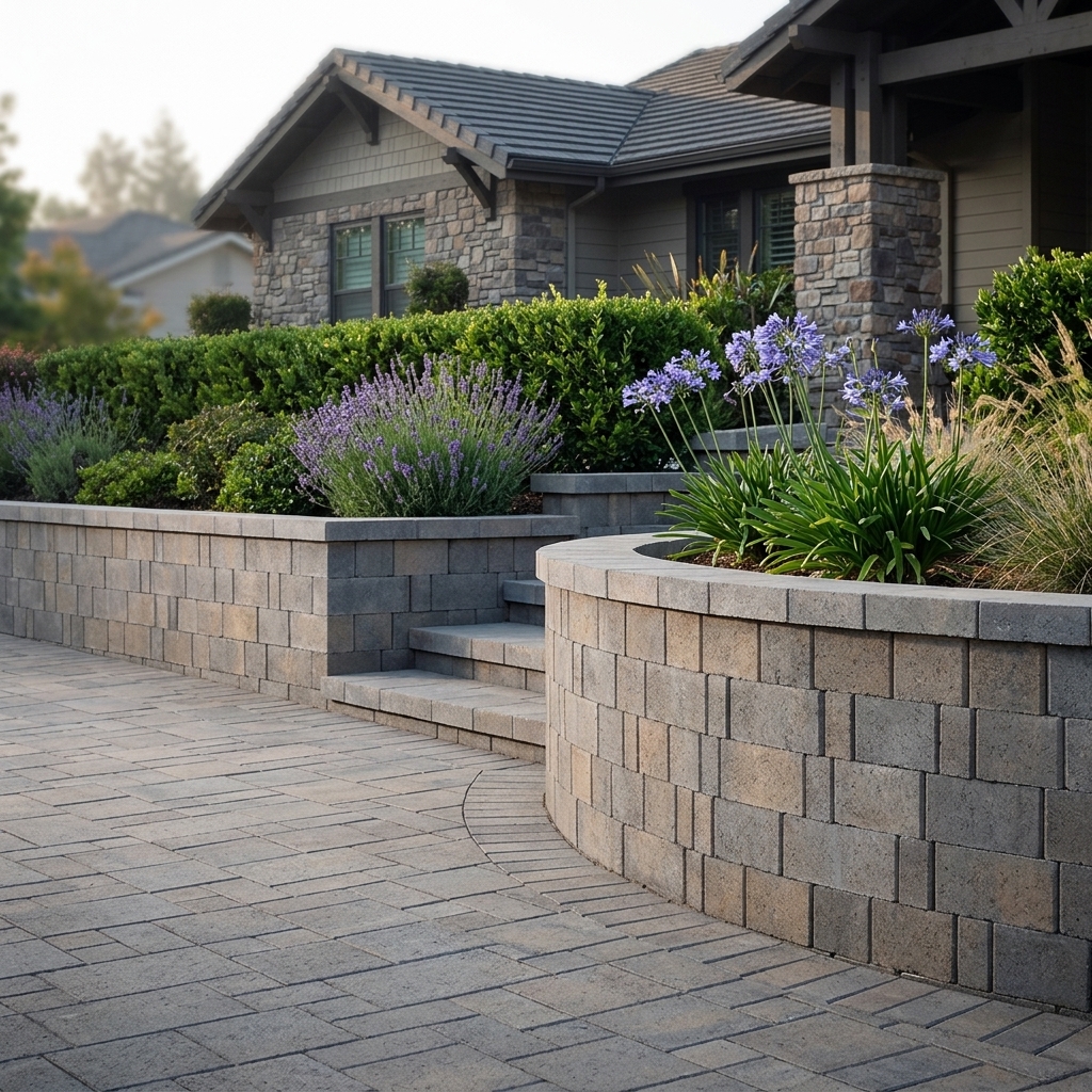 Belgard Steeple Crest Victorian Blend — The Perfect Front Yard Retaining Wall for San Diego Craftsman Homes