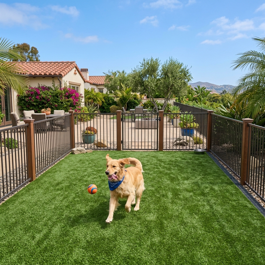 SD Turf Center Pet Turf Dog Run — Spring Green vinyl plank flooring installed in San Diego home by Hardscape Flow