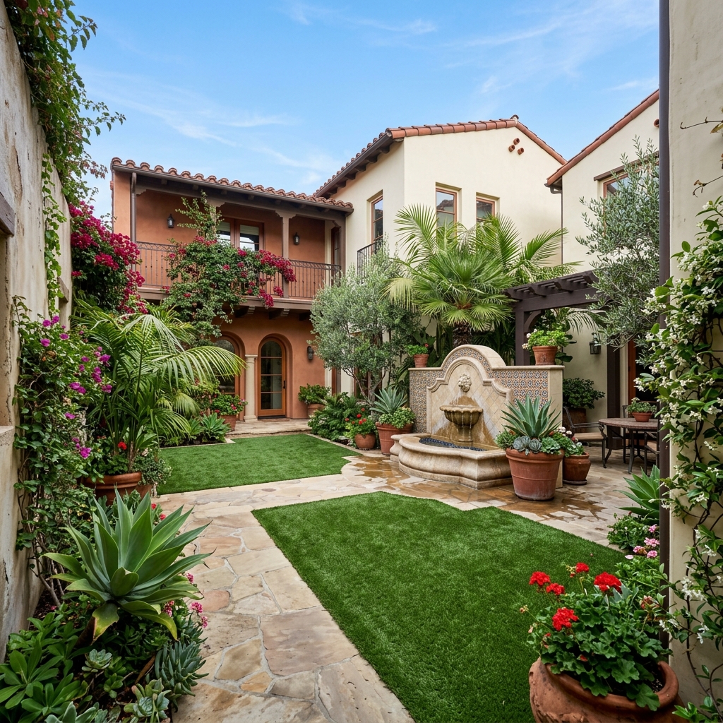 SD Turf Center Courtyard Turf — Lime & Emerald Green vinyl plank flooring installed in San Diego home by Hardscape Flow