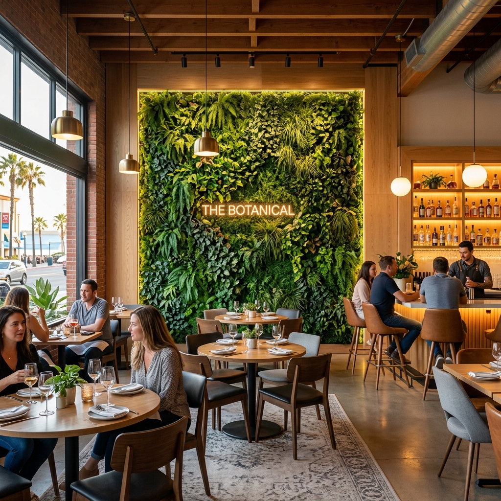 SD Turf Center Green Wall Interior — Lush Foliage vinyl plank flooring installed in San Diego home by Hardscape Flow