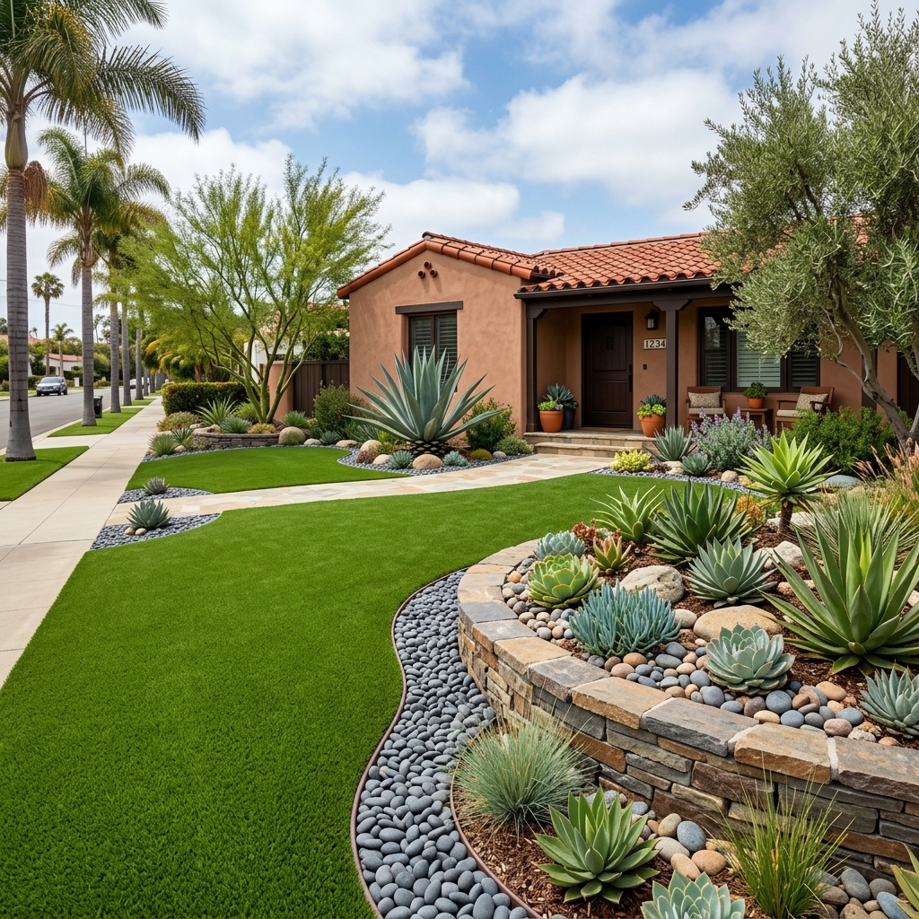 SD Turf Center Drought-Free Lawn — Lime & Emerald Green vinyl plank flooring installed in San Diego home by Hardscape Flow
