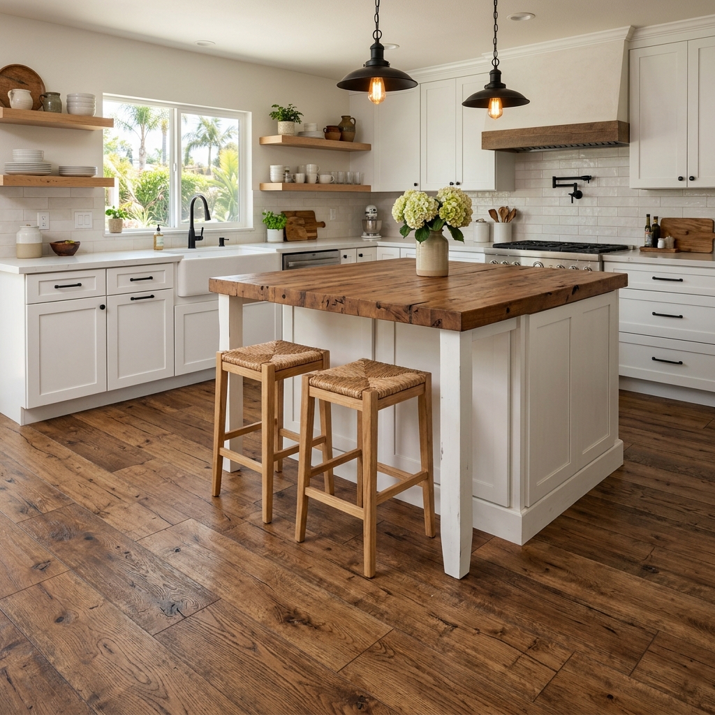 LifeProof Rustic Wood — Rich Rustic Brown vinyl plank flooring installed in San Diego home by Hardscape Flow