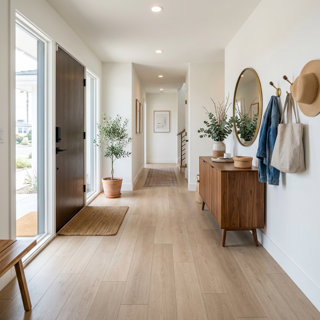 LifeProof Essential Oak — Neutral Beige Oak vinyl plank flooring installed in San Diego home by Hardscape Flow