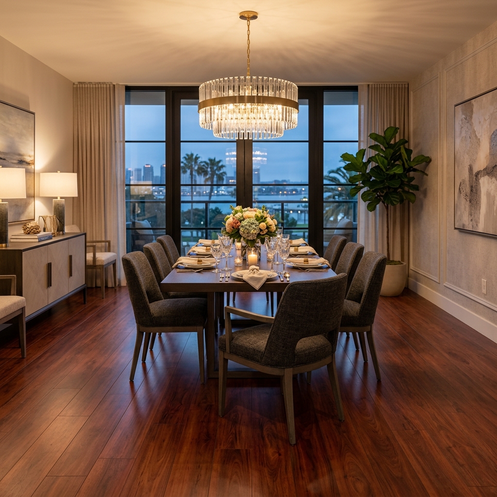 LifeProof Dusk Cherry — Rich Cherry Red-Brown vinyl plank flooring installed in San Diego home by Hardscape Flow