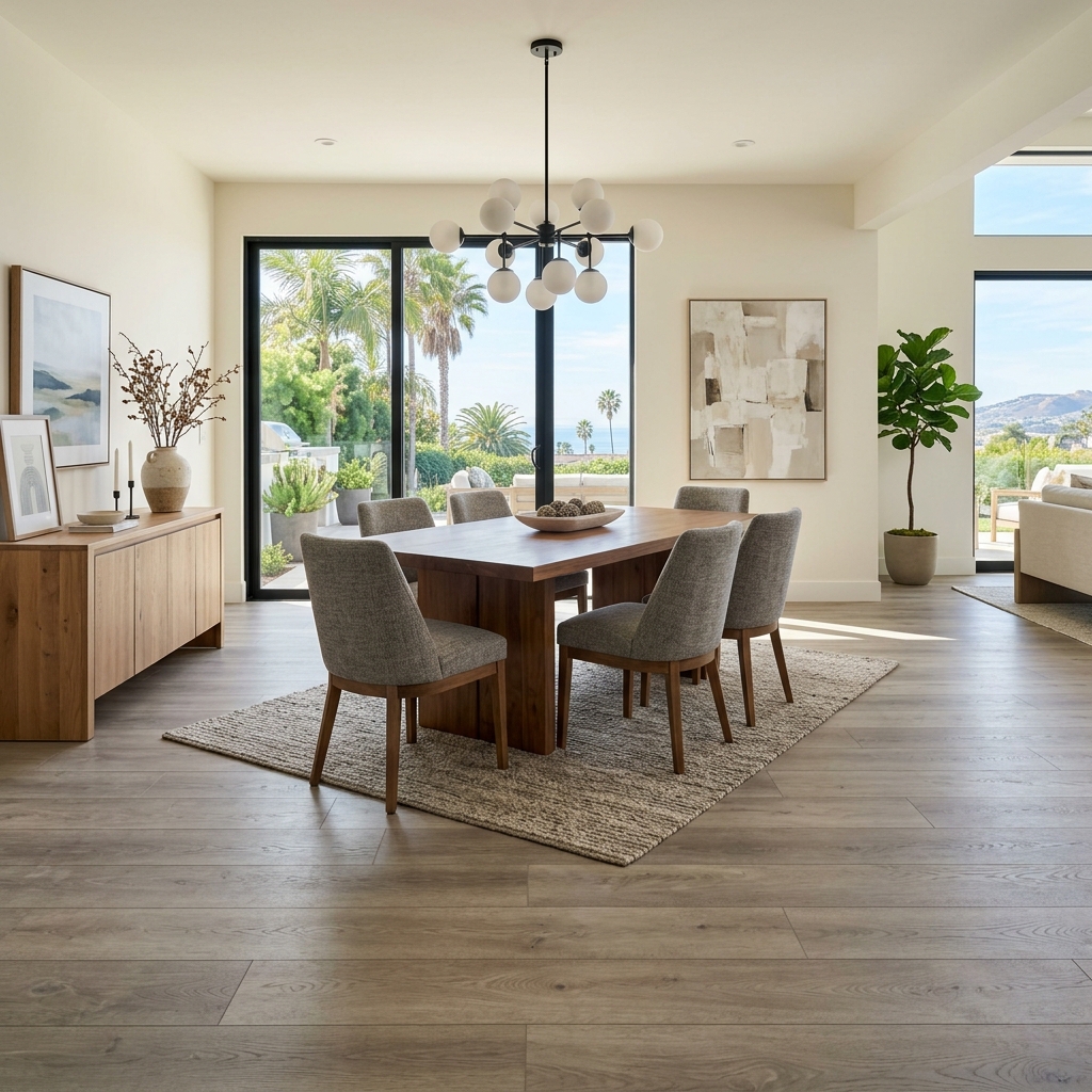 Home Decorators Stoney Point Oak — Gray-Beige Oak vinyl plank flooring installed in San Diego home by Hardscape Flow