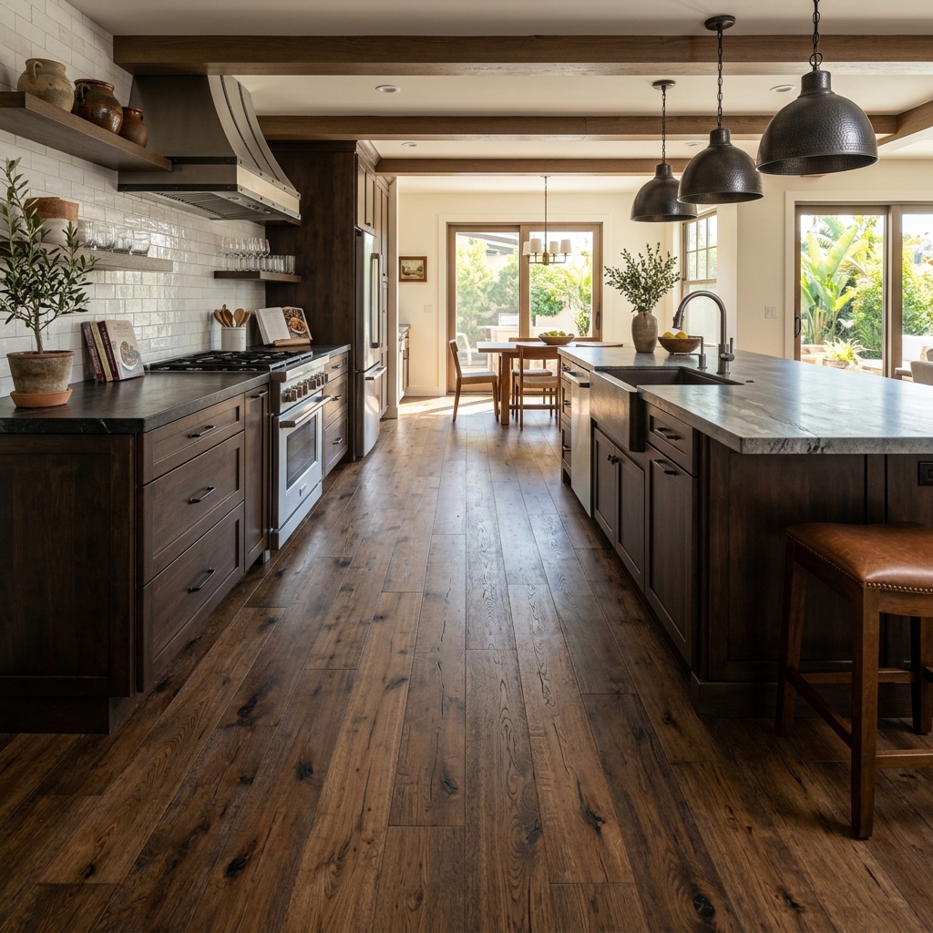 Home Decorators Wayne Canyon Oak — Rustic Dark Oak vinyl plank flooring installed in San Diego home by Hardscape Flow